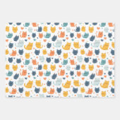 Blue Orange Yellow Cute Cats Baby Shower Birthday ラッピングペーパーシート (正面2)