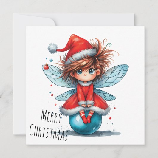 Blue Ornament Fairy – Holiday Card (正面)