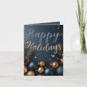 Blue ornament Holiday Wishes Christmas カード (正面)