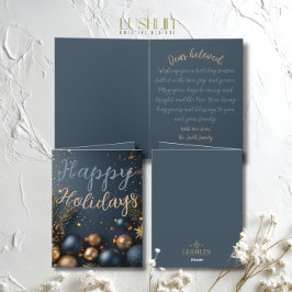 Blue ornament Holiday Wishes Christmas カード