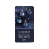 Blue Ornaments Return Address ラベル (正面)