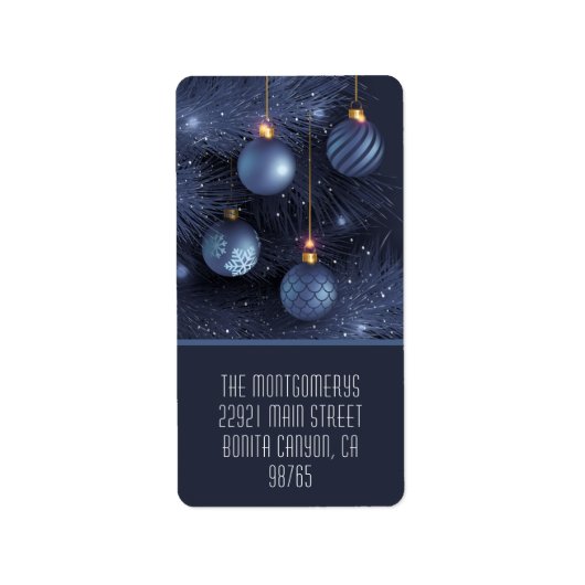 Blue Ornaments Return Address ラベル (正面)