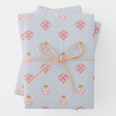 Blue Ornaments Wrapping Paper Flat Sheet Set of 3 ラッピングペーパーシート (インサイチュ)