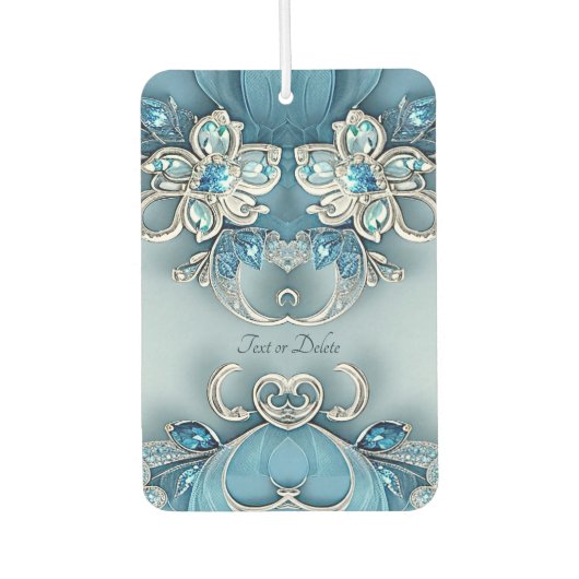 Blue Ornate Floral Air Freshener カーエアーフレッシュナー (正面)