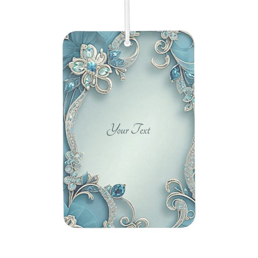 Blue Ornate Floral Air Freshener カーエアーフレッシュナー (正面)