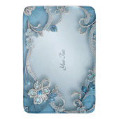 Blue Ornate Floral Bath Mat バスマット (正面縦)