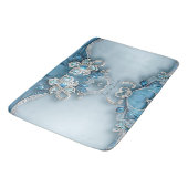 Blue Ornate Floral Bath Mat バスマット (アングル)