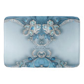 Blue Ornate Floral Bath Mat バスマット (正面)