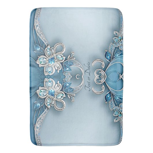 Blue Ornate Floral Bath Mat バスマット (正面縦)