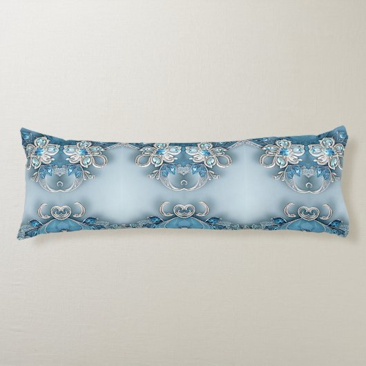 Blue Ornate Floral Body Pillow ボディピロー (正面)