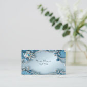 Blue Ornate Floral Business Card 名刺 (スタンド正面)