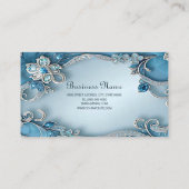 Blue Ornate Floral Business Card 名刺 (裏面)
