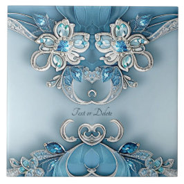 Blue Ornate Floral Ceramic Tile タイル