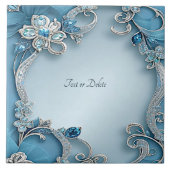 Blue Ornate Floral Ceramic Tile タイル (正面)
