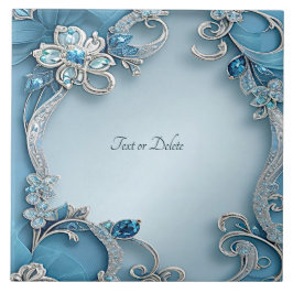 Blue Ornate Floral Ceramic Tile タイル