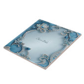 Blue Ornate Floral Ceramic Tile タイル (側面)