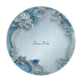 Blue Ornate Floral Cutting Board カッティングボード