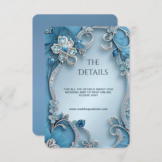 Blue Ornate Floral Detail Enclosure Card エンクロージャーカード (正面/裏面)