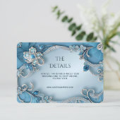 Blue Ornate Floral Detail Enclosure Card エンクロージャーカード (スタンド正面)