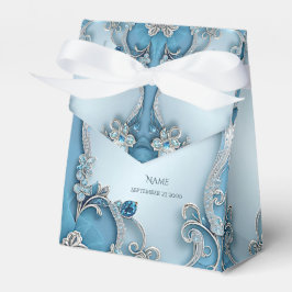 Blue Ornate Floral Favor Box フェイバーボックス