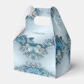 Blue Ornate Floral Favor Box フェイバーボックス (裏面サイド)