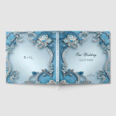 Blue Ornate Floral Guest Book ゲストブック (全面)