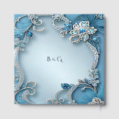 Blue Ornate Floral Guest Book ゲストブック (裏面)