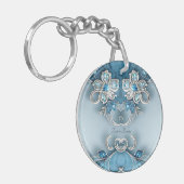 Blue Ornate Floral Keychain キーホルダー (正面左)