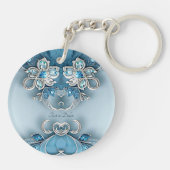 Blue Ornate Floral Keychain キーホルダー (裏面)