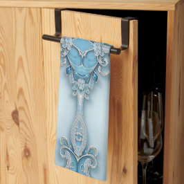 Blue Ornate Floral Kitchen Towel キッチンタオル