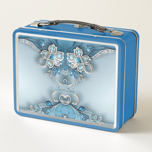 Blue Ornate Floral Lunchbox メタルランチボックス (裏面)