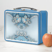 Blue Ornate Floral Lunchbox メタルランチボックス (インサイチュ)
