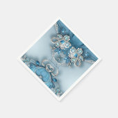 Blue Ornate Floral Napkins スタンダードカクテルナプキン (角)