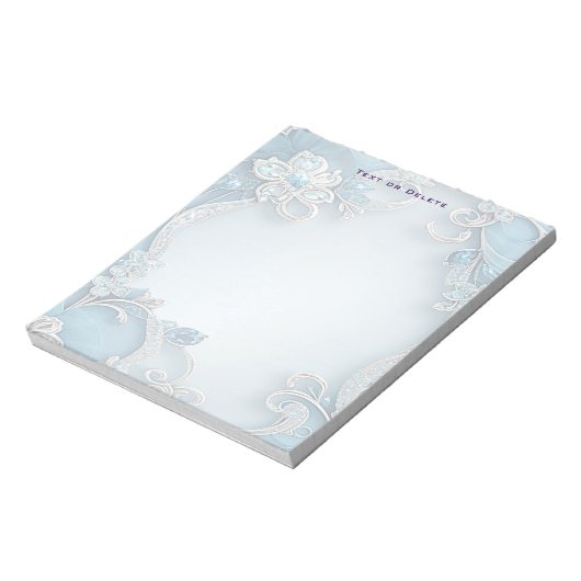 Blue Ornate Floral Notepad ノートパッド (回転)
