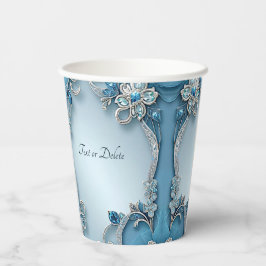 Blue Ornate Floral Paper cup 紙コップ