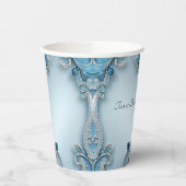 Blue Ornate Floral Paper cup 紙コップ (左)