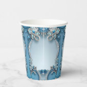 Blue Ornate Floral Paper cup 紙コップ (右)
