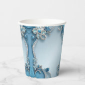 Blue Ornate Floral Paper cup 紙コップ (正面)