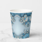 Blue Ornate Floral Paper cup 紙コップ (裏面)