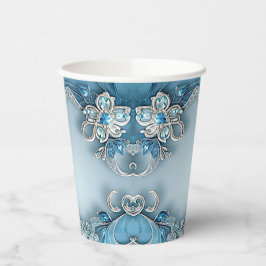 Blue Ornate Floral Paper cup 紙コップ