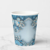 Blue Ornate Floral Paper cup 紙コップ (正面)