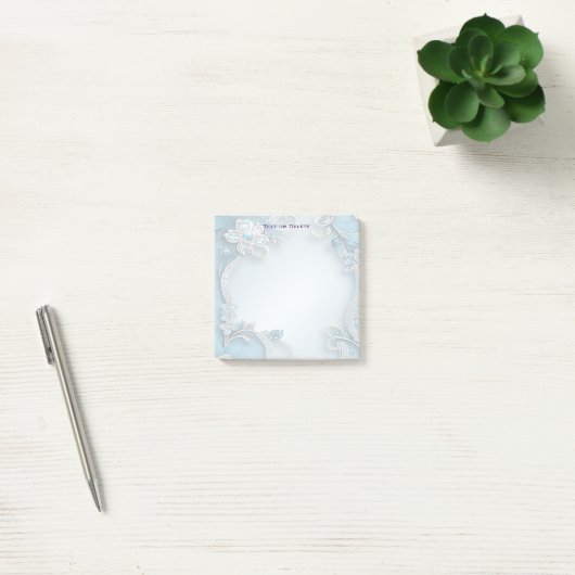 Blue Ornate Floral Post it Notes ポストイット (オフィス)