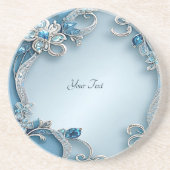 Blue Ornate Floral Sandstone Coaster コースター (正面)