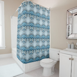 Blue Ornate Floral Shower Curtain シャワーカーテン