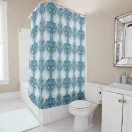 Blue Ornate Floral Shower Curtain シャワーカーテン