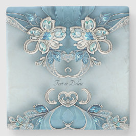 Blue Ornate Floral Stone Coaster ストーンコースター