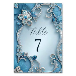 Blue Ornate Floral Table Number テーブルナンバー