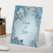 Blue Ornate Floral Tabletop Signs 台座サイン (インサイチュ)