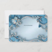 Blue Ornate Floral Thank You Card サンキューカード (裏面)