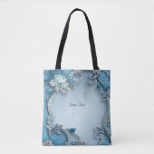 Blue Ornate Floral Tote Bag トートバッグ (正面)